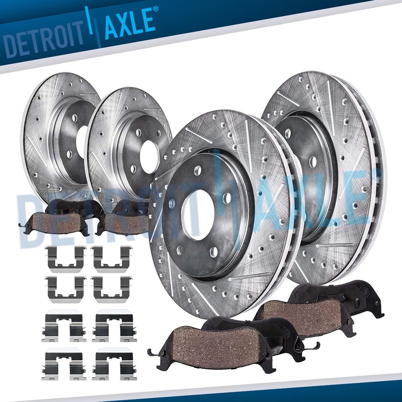 Front & Rear DRILLED Rotors + Brake Pads for Hyundai Elantra Veloster Kia Forte