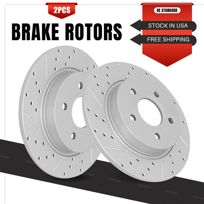 Rear Anti-Rust Drilled & Slotted Disc Brake Rotors for Ford Focus 2012 – 2018