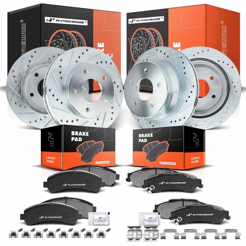 A-Premium Front & Rear Drilled Brake Rotors & Ceramic Pads for Chevy Blazer GMC
