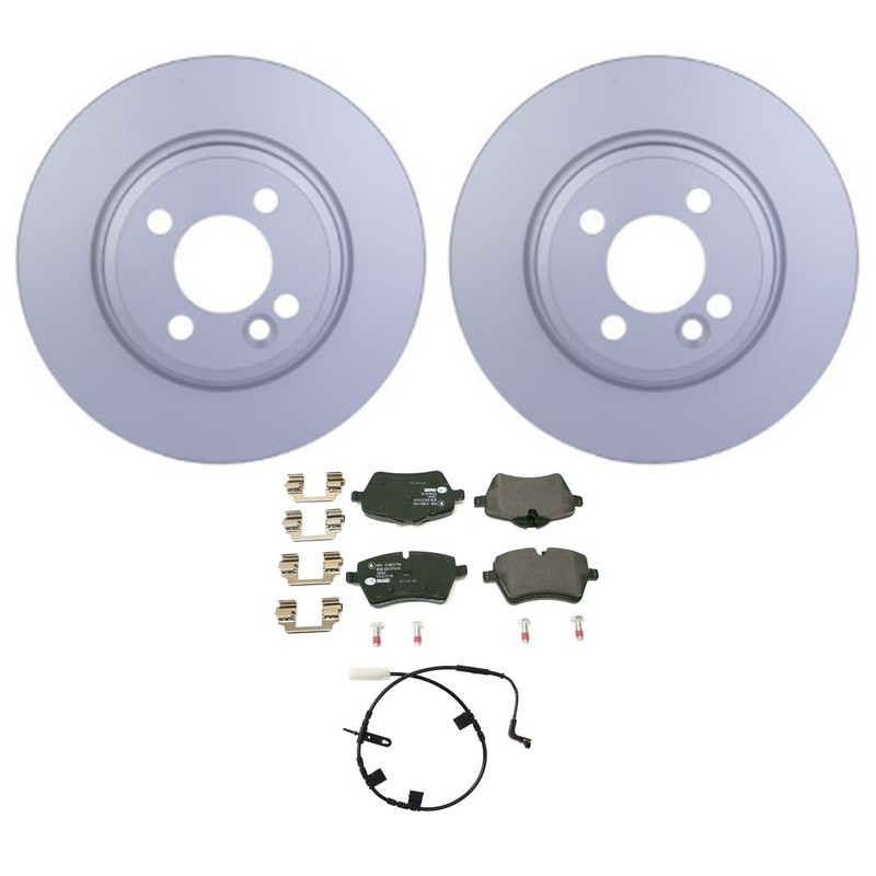 Hella Front Rotors Low-Met Disc Brake Pad Kit For Mini R56 Cooper Base FWD 07-08