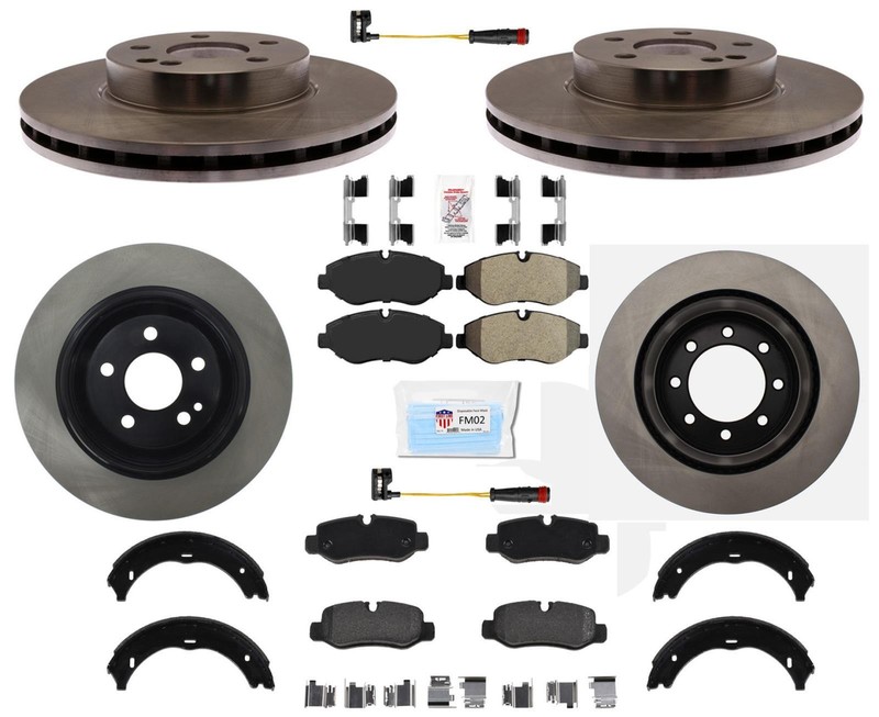 Front & Rear Carbon Brake Rotors Pads & hardware Fits 16-21 Mercedes Benz Metris