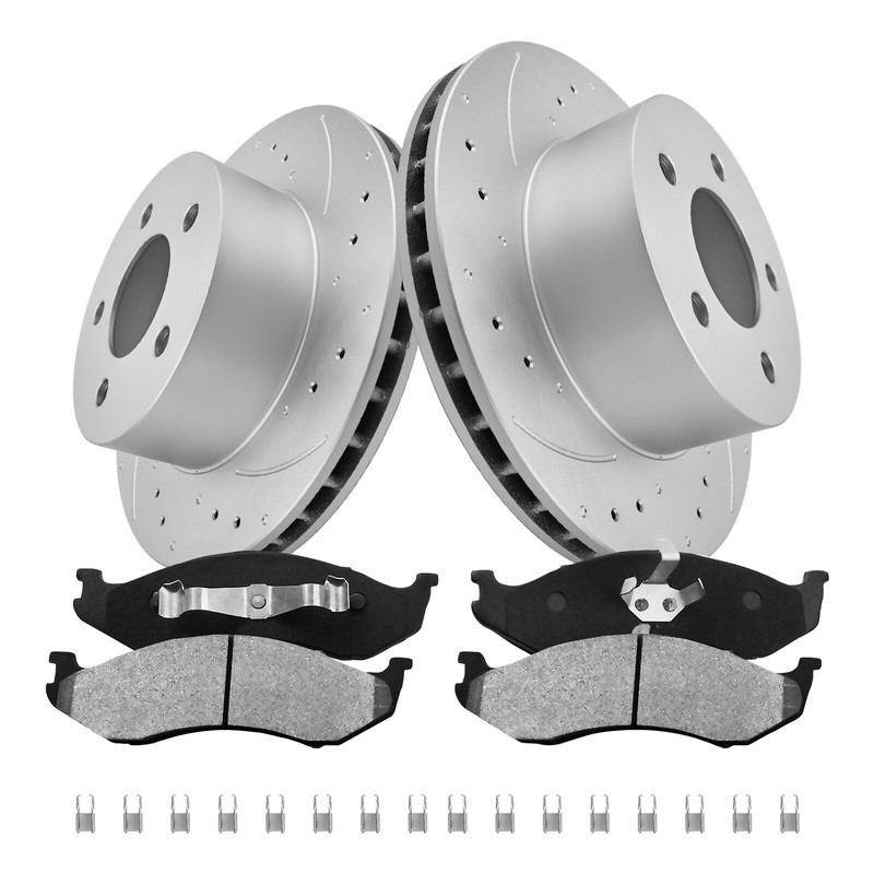 280mm Front Slotted Rotor Ceramic Brake Pads for Wrangler 90-99/Cherokee 90-99