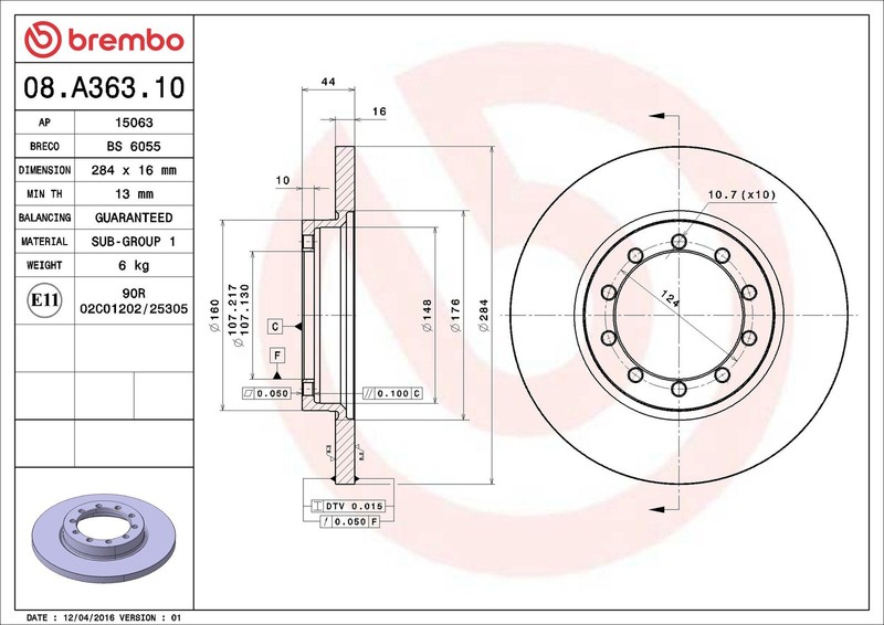 X2 PCS L&R SIDES BRAKE DISC 08.A363.10 gallery