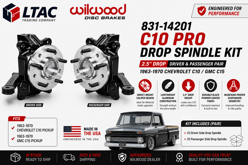 WILWOOD 831-14201 C10 Pro 2.5″ Drop Spindle Kit 1963-70 Chevy C10 C15