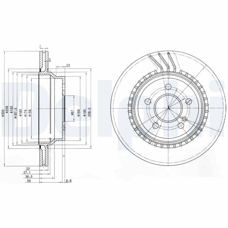 2X BG3758 DELPHI Brake Disc for Mercedes Benz