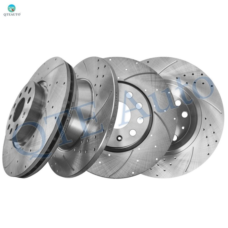 4P F 312mm-R 285.8mm Drilled Brake Rotors For 2016 2017 Audi A3 Sportback E-Tron