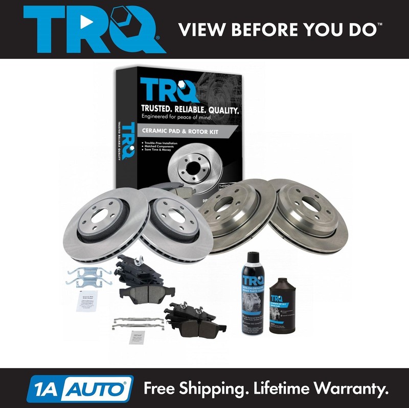 TRQ Front & Rear Posi Ceramic Disc Brake Pad & Rotor Kit w/Chemicals for Durango