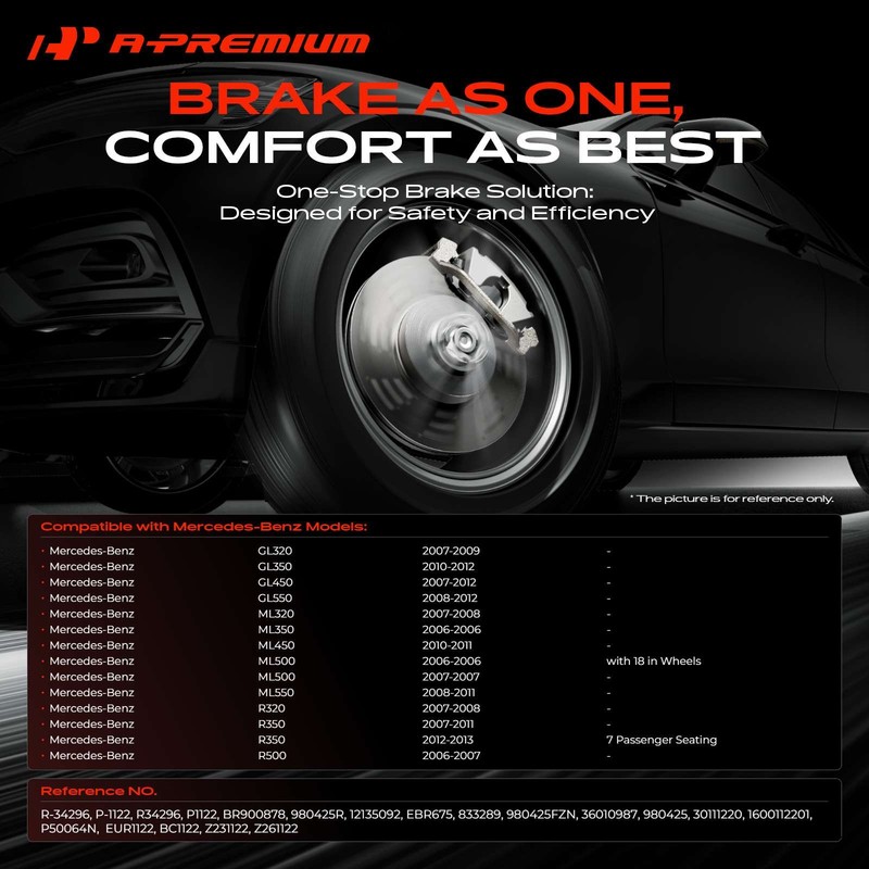A-Premium Rear Disc Brake Rotors & Ceramic Pads for Mercedes-Benz ML550 08-11 gallery