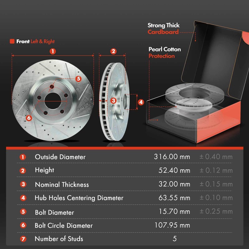 Drilled Brake Rotor & Ceramic Brake Pads for Ford Edge 2015-2020 Lincoln Front gallery