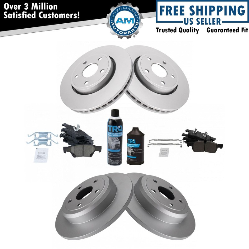 Front & Rear Ceramic Brake Pad & Coated Rotor Kit w/Chemicals for Durango