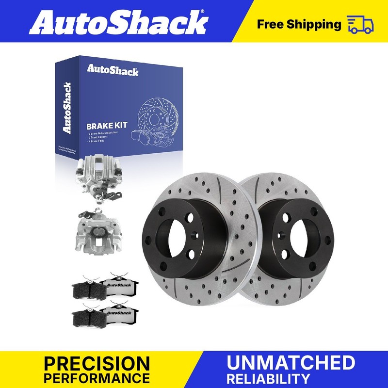 Rear Drilled Slotted Brake Rotors Ceramic Pads Calipers for VW Jetta 2000-2005