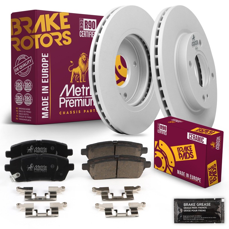 Front Disc Brake Rotor Set + Brake Pads Kit for 2011-2019 Ford Fiesta