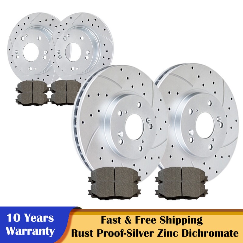 Fit Honda Accord Acura TSX Front Rear Slotted Rotors and Brake Pads Brakes Kits