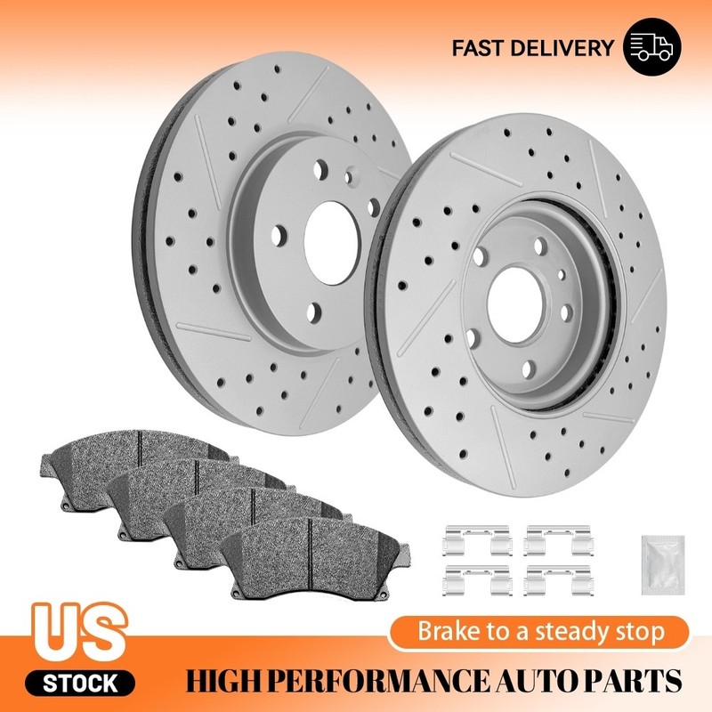 6PCS Front Drilled Brake Rotors Ceramic Pads Kit for 2011-2015 Chevy Sonic Cruze