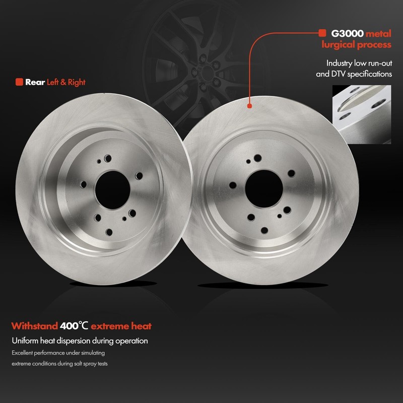 2x Rear Driver & Passenger Side Disc Brake Rotors for Hyundai Veracruz 2007-2012 gallery