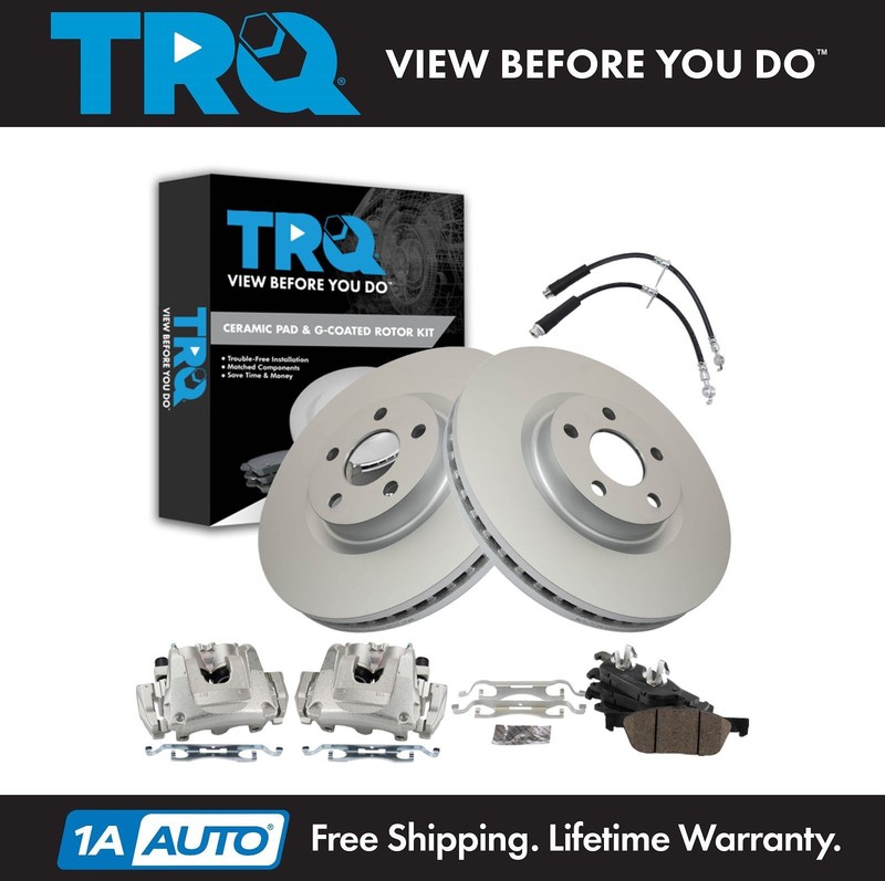 TRQ Front Brake Pad & Rotor Kit Premium G-Coated Ceramic For 2016-2018 Ford Edge