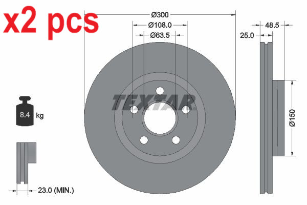 X2 PCS L&R SIDES FRONT BRAKE DISC 92326003