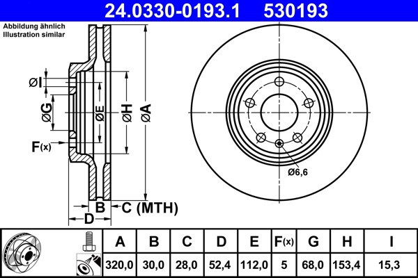 ATE 24.0330-0193.1 Brake Disc for Audi gallery
