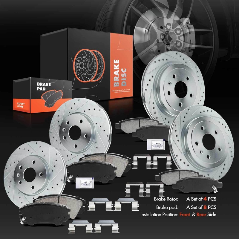 Front & Rear Drilled Brake Rotor & Ceramic Brake Pad for Chevrolet Camaro 10-15 gallery