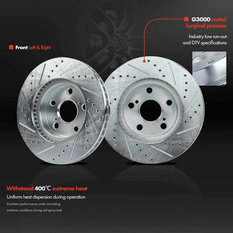 Front Drilled Brake Rotor & Ceramic Brake Pad for Toyota Prius Lexus CT200h 1.8L gallery