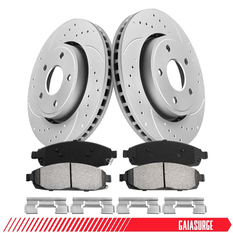 Front Drilled Brake Rotors Ceramic Pad For 2006-10 Jeep Commander Grand Cherokee