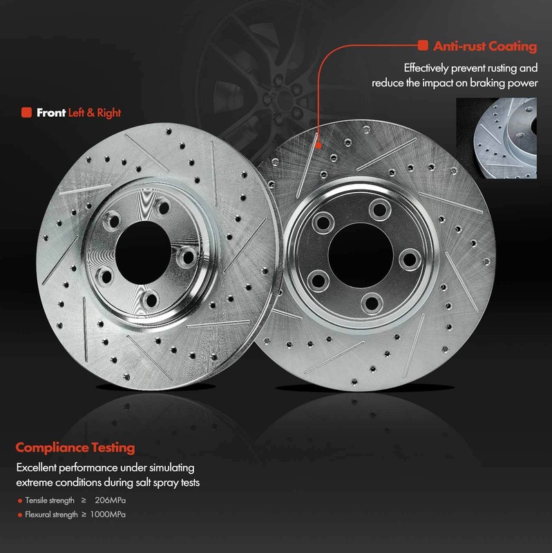 Front Drilled Brake Rotors & Ceramic Brake Pads for Ford Jaguar S-Type Lincoln gallery
