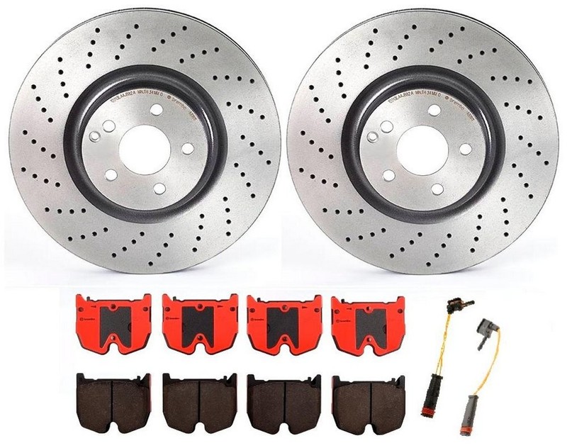 Brembo Front Brake Kit Ceramic Pads Sensors Drilled Disc Rotors for MB S211 W211