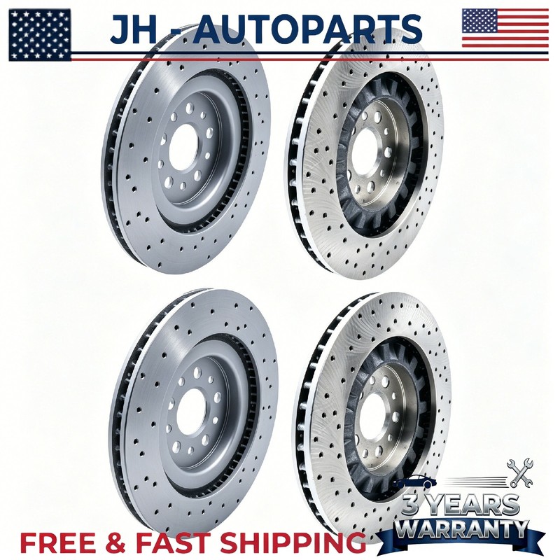 4PCS Front Rear 2PC Drilled Vented Rotors Fit Maserati Ghibli Quattroporte 17+ gallery