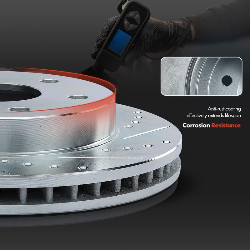 Front & Rear Drilled & Slotted Rotors for Honda Accord 2003 2004 2005 2006 2007 gallery