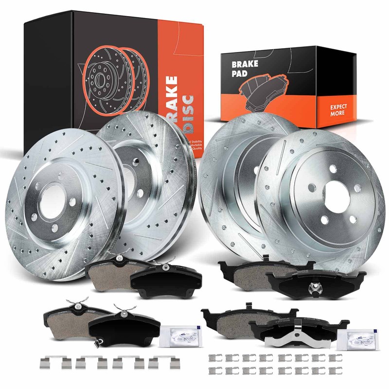 Front & Rear Drilled Brake Rotor & Brake Pad for Chrysler PT Cruiser Dodge Neon