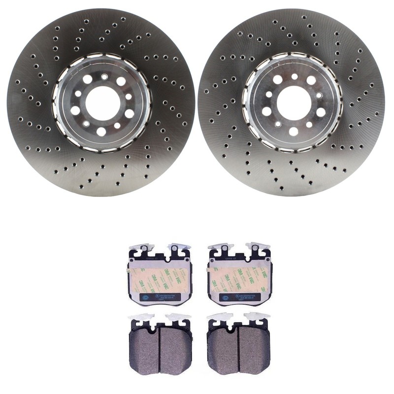 SHW Performance Front Rotors & Hella Low-Met Disc Brake Pad Kit for