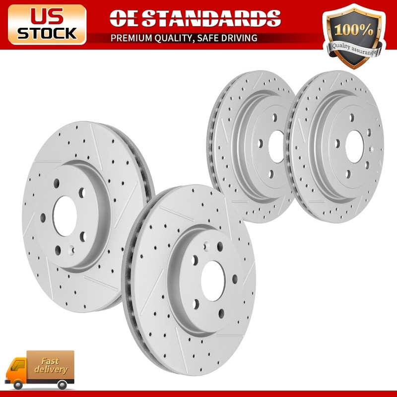 Front Rear Drilled Disc Brake Rotors for 2010 2011 – 2015 Chevy Camaro LS LT