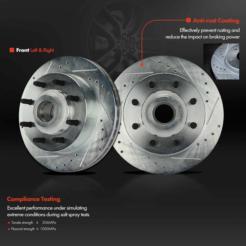 Drilled Brake Rotor & Ceramic Brake Pad for Dodge B2500 B3500 Ram 2500 Van Front gallery