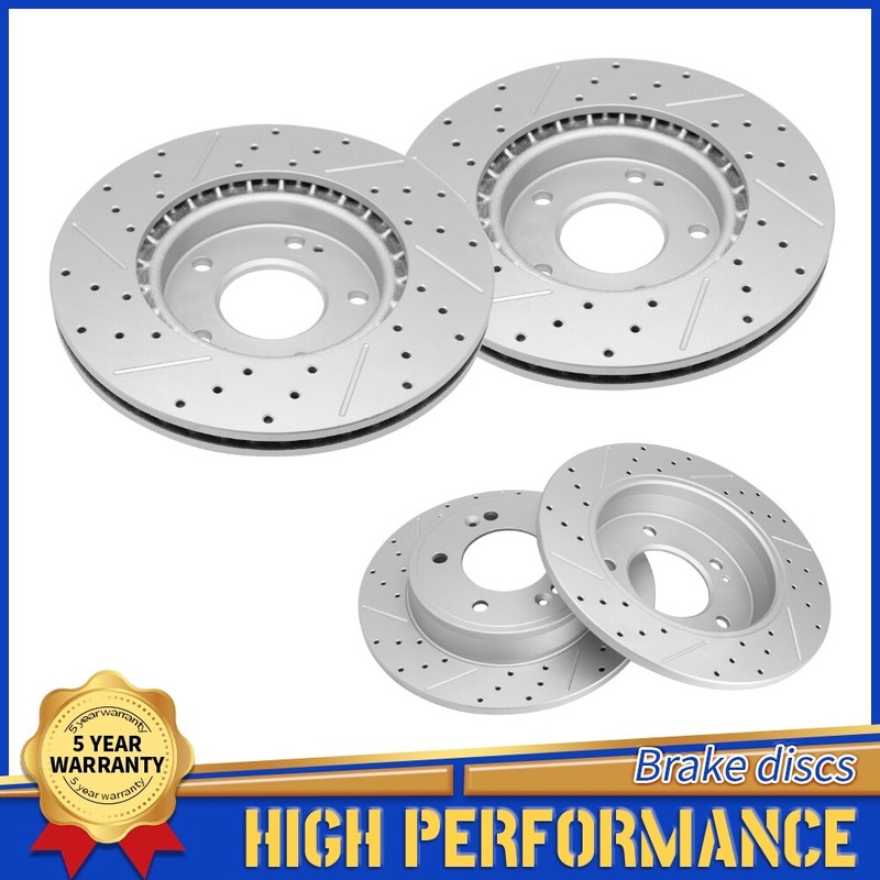 Front & Rear Drilled Brake Rotors for Hyundai Elantra GT Veloster Kia Forte Soul