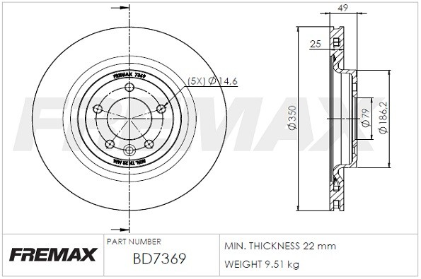 FREMAX BD-7369 Brake Disc for LAND ROVER