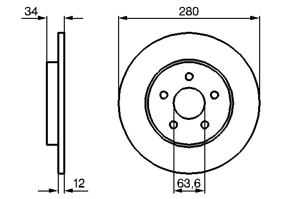 2x Brake Discs Pair Solid fits FORD MONDEO Mk3 1.8 Rear 00 to 07 280mm Set Bosch gallery
