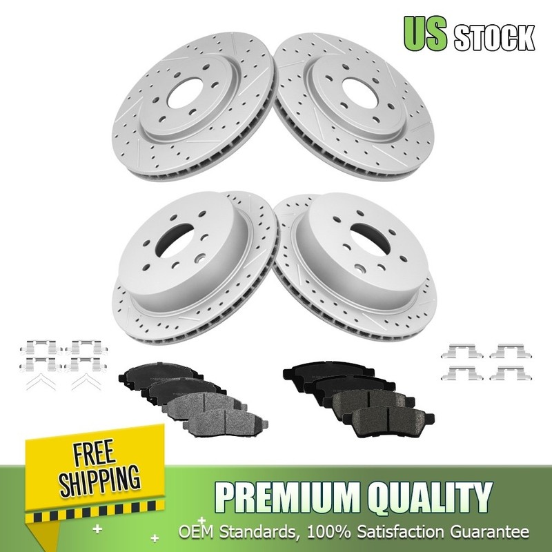 Front & Rear Drilled Rotors Brake Pads for Nissan Xterra Frontier Suzuki Equator