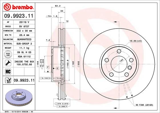 Brembo 09.9923.11 Brake Disc for BMW