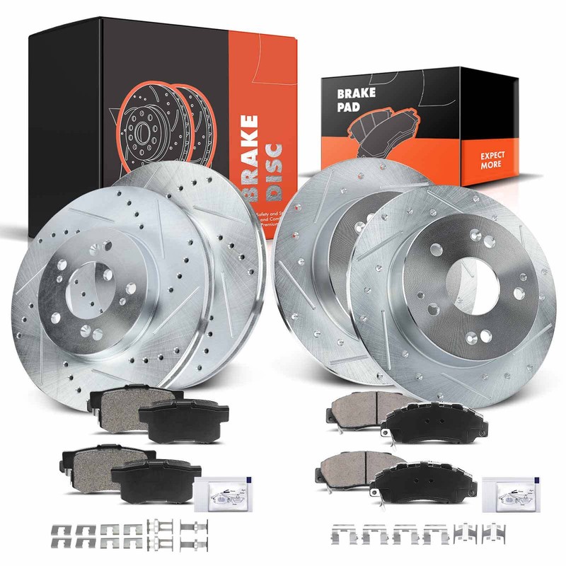 Front & Rear Drilled Rotors & Ceramic Brake Pads for Acura Integra 97-98 00-01