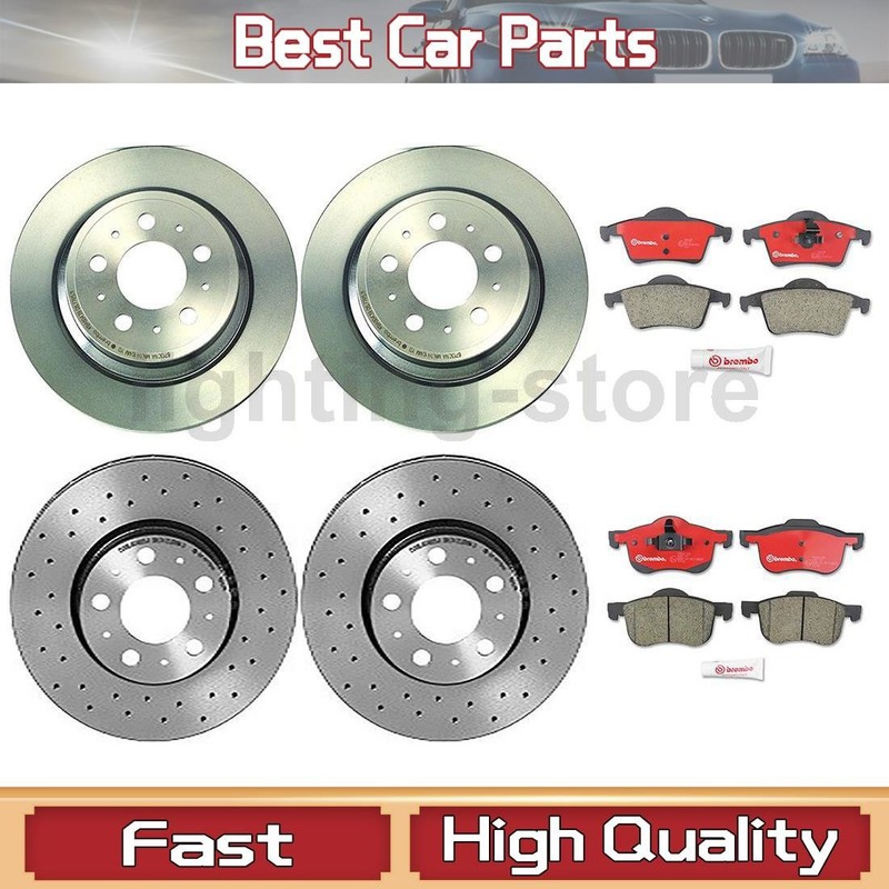 Front+Rear Brake Pads and Disc Rotors full set Fits Volvo S60 2.5L 2.3L 2.4L