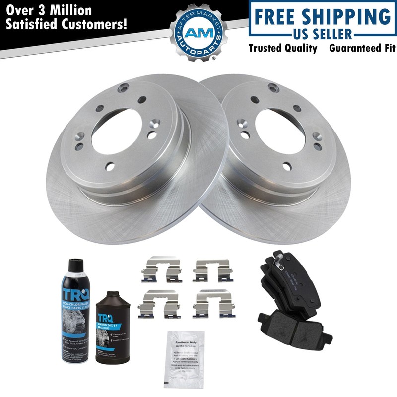 Rear Ceramic Brake Pad & Rotor Kit w/Chemicals for Hyundai Sonata Kia Optima