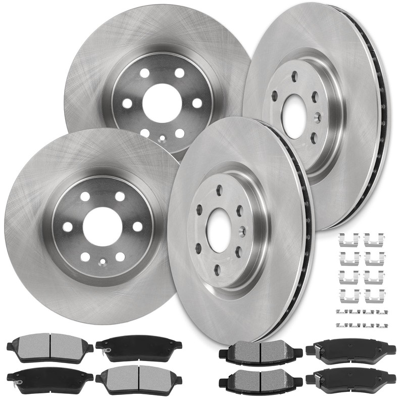 Front Rear Rotors + Ceramic Brake Pads For Cadillac SRX 2010 2011 2012-2016