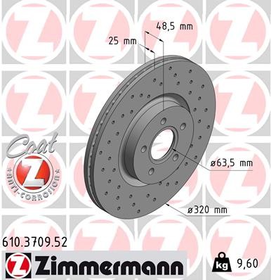 Zimmermann 610.3709.52 Brake Disc for Volvo, Volvo (Changanese)