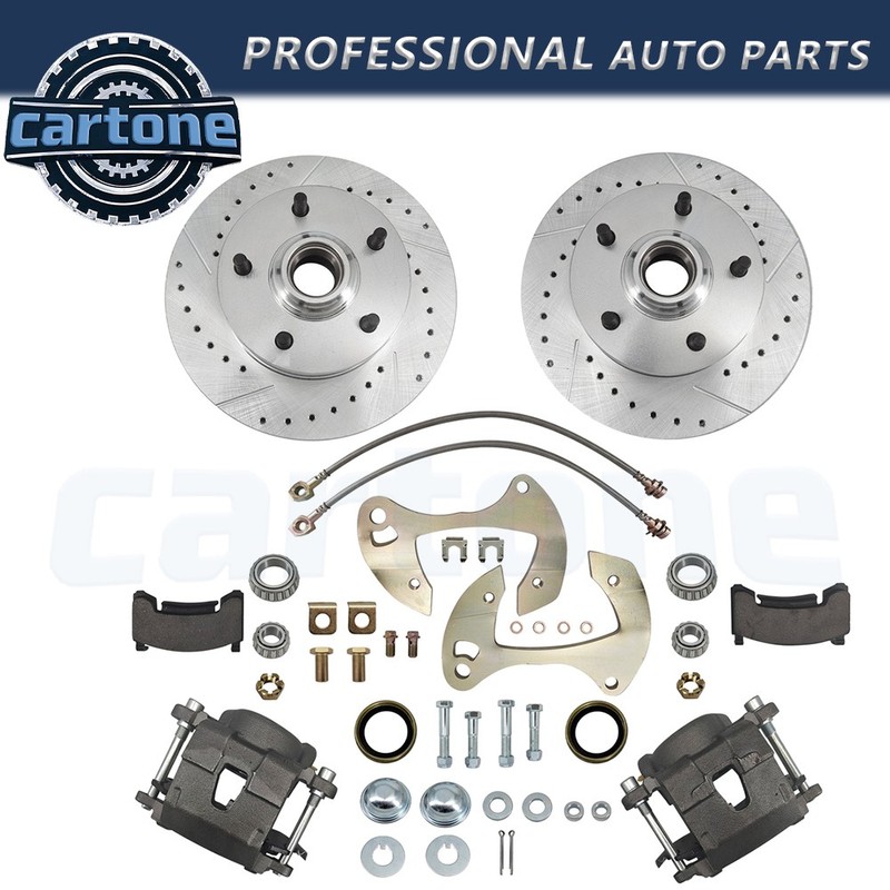 Front Brake Kit for Chevy Full-size Car 1955-1957/59-1964 Deluxe Drilled/Slotted