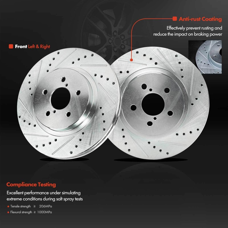 Front & Rear Drilled Brake Rotors & Ceramic Brake Pads for Subaru Impreza 17-19 gallery