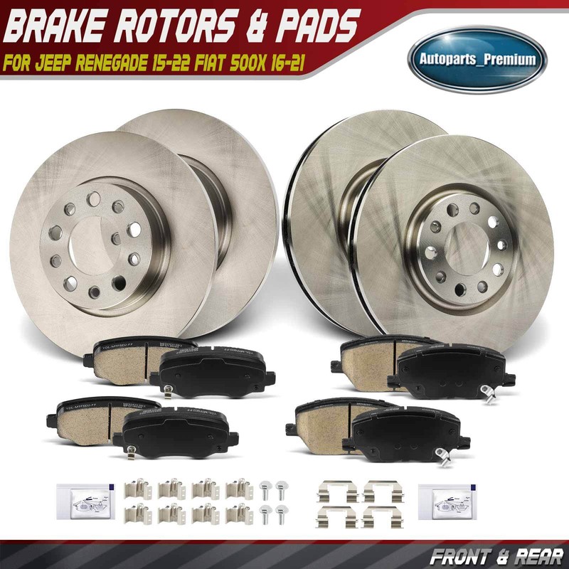 12Pcs Front & Rear Disc Brake Rotors & Ceramic Brake Pads for Jeep Renegade Fiat