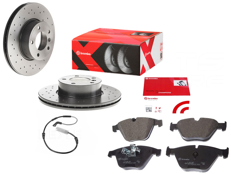 BMW E90 E91 E92 320 320D 325 FRONT 300MM DRILLED BREMBO BRAKE DISCS PADS SENSOR