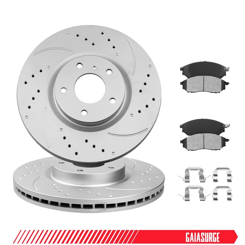 Front Drilled Brake Rotors + Brake Pads for Nissan 350Z 370Z Infiniti G35 G37