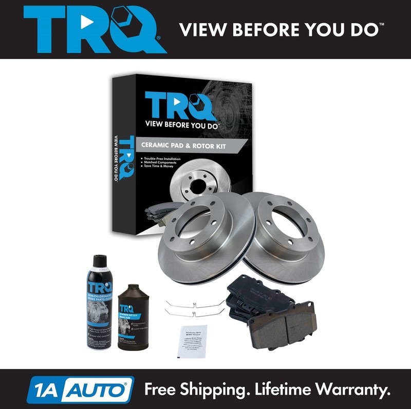 TRQ Front Premium Posi Ceramic Disc Brake Pad & Rotor Kit w/Chemicals