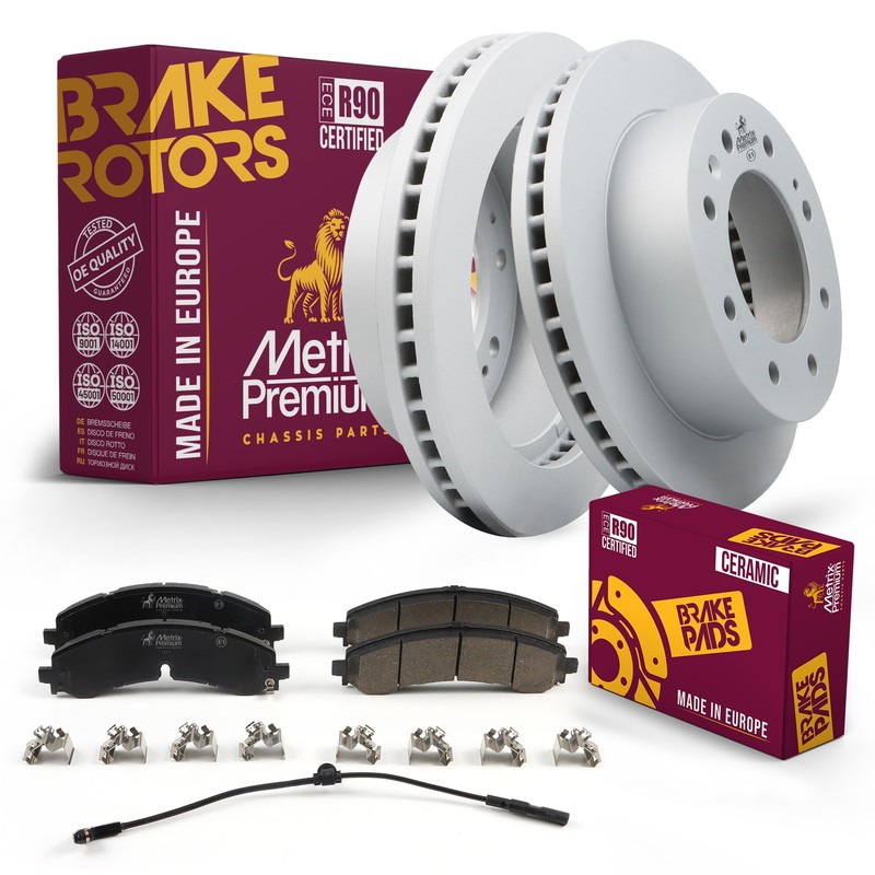Front Brake Rotor + Disc Brake Pad Set Kit for 20-24 Chevrolet Silverado 2500 HD